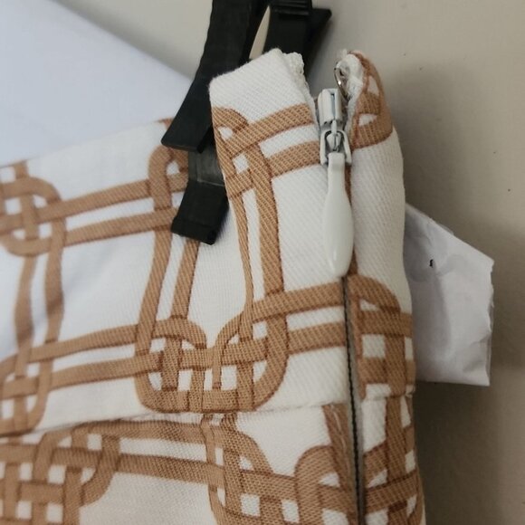 Ann Taylor Rattan Print Pleated Skirt Tan White Size 6 - Picture 3 of 6